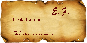 Elek Ferenc névjegykártya